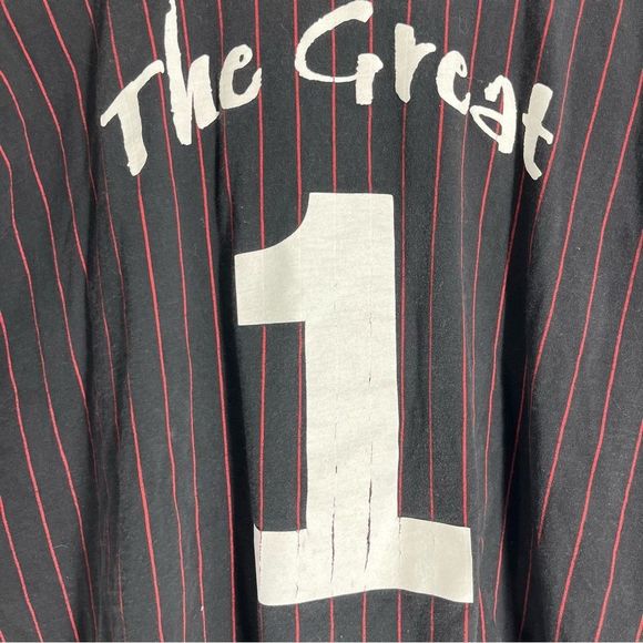 The Rock Baseball Jersey Mens‎ Large Black Red Vintage Stripe The Great 1 Sporty - Picture 5 of 5